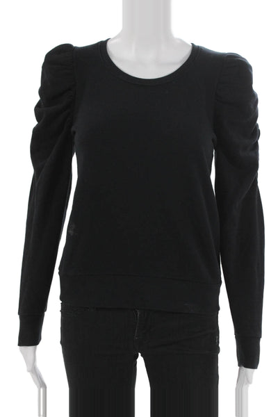 Nation LTD Women Basic Black Cotton Round Neck Long Sleeve T-Shirt Size XS