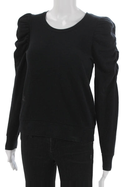 Nation LTD Women Basic Black Cotton Round Neck Long Sleeve T-Shirt Size XS