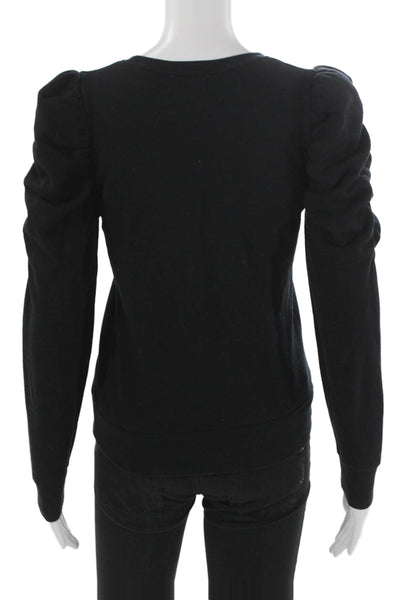Nation LTD Women Basic Black Cotton Round Neck Long Sleeve T-Shirt Size XS