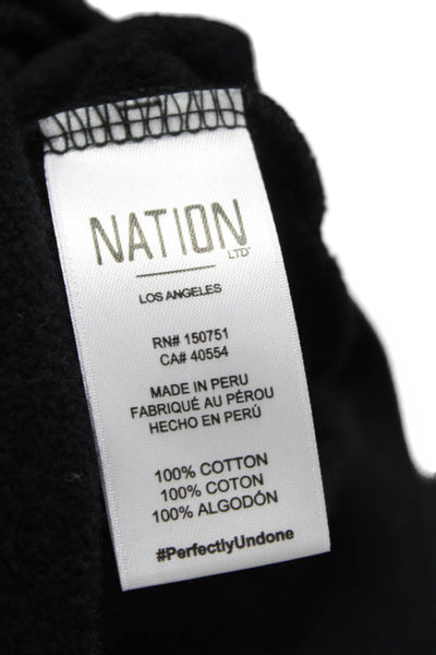 Nation LTD Women Basic Black Cotton Round Neck Long Sleeve T-Shirt Size XS