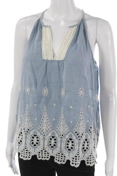 Joie Women Tunic Halter Cotton Sleeveless Blue Size XS