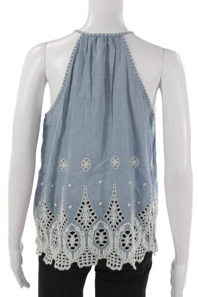 Joie Women Tunic Halter Cotton Sleeveless Blue Size XS