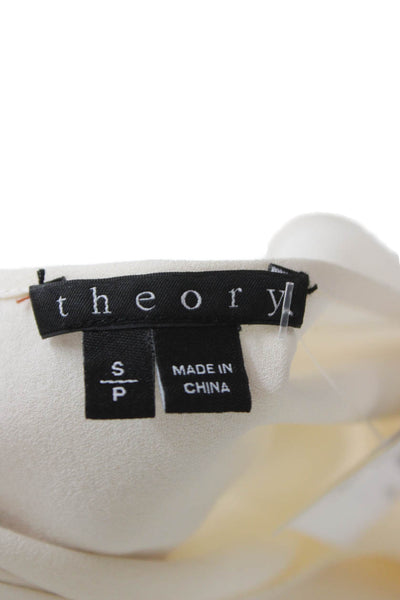 Theory Women Basic Silk Scoop Neck Sleeveless Tank Ivory Petite Size S