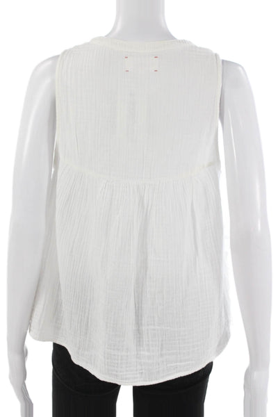 Xirena Women Basic Sleeveless V-Neck Cotton Blouse White Size S