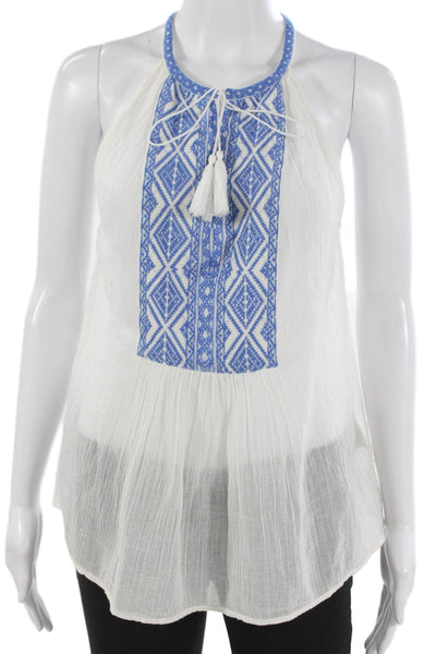 Joie Women Halter Sleeveless Geometric Cotton Tunic White Size XS