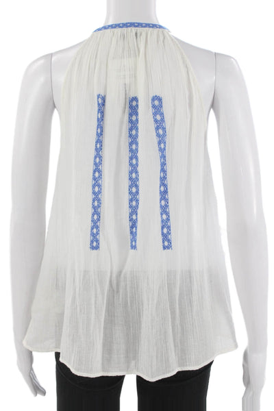 Joie Women Halter Sleeveless Geometric Cotton Tunic White Size XS