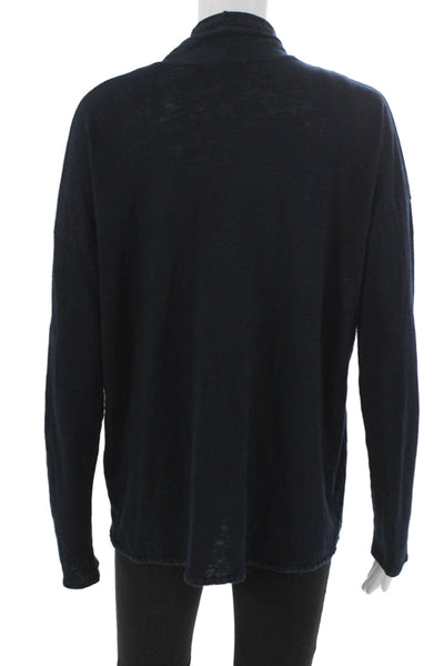 Calypso Saint Barth Women Linen V Neck Long Sleeve Cardigan Blue Size S