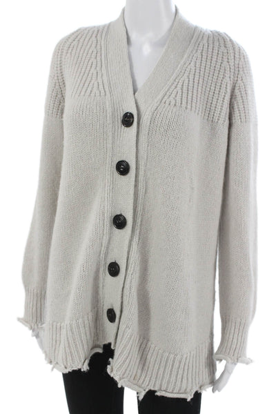Dondup Womens Alpaca V Neck Cardigan Gray Long Sleeve Size 38