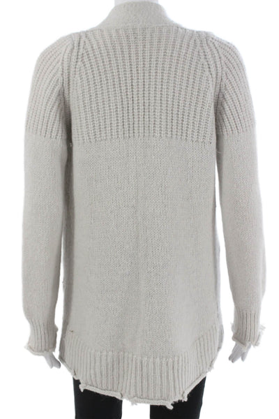 Dondup Womens Alpaca V Neck Cardigan Gray Long Sleeve Size 38