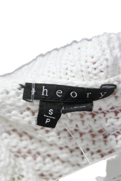 Theory Womens Striped White Cotton Pullover Sweater Long Sleeve Size S