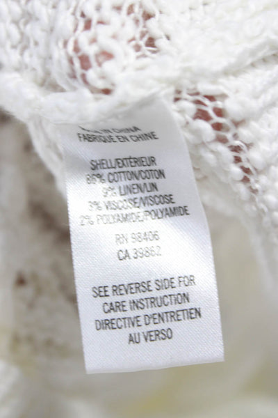 Theory Womens Striped White Cotton Pullover Sweater Long Sleeve Size S