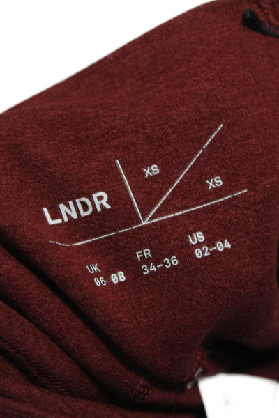LNDR Women Ankle Leggings Red Polyester Size 2