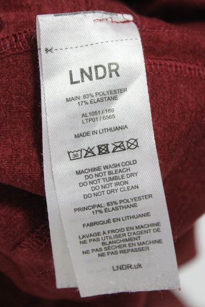 LNDR Women Ankle Leggings Red Polyester Size 2