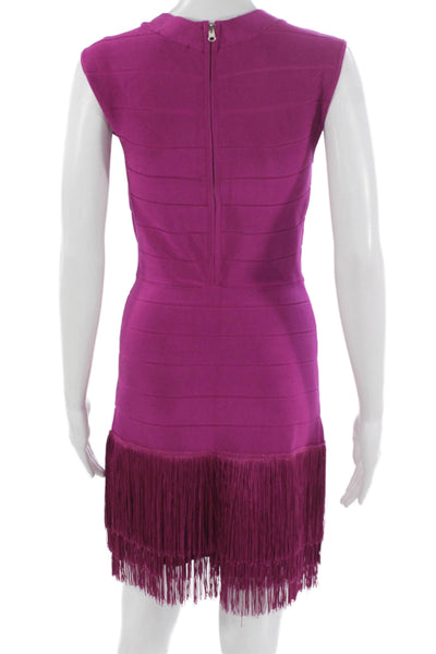 Venus Womens Bodycon Dress Purple V Neck Sleeveless Zip Short Size 4
