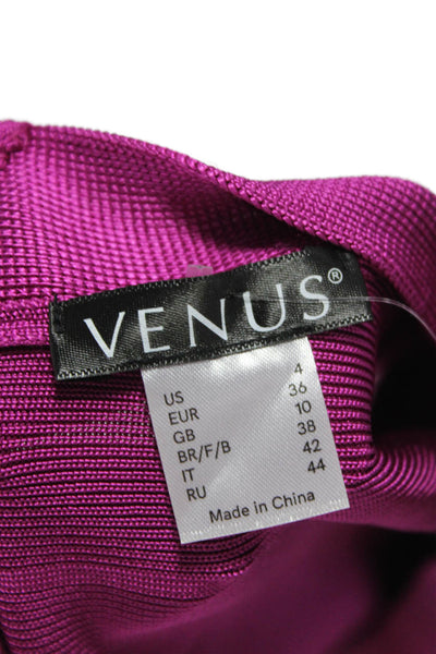 Venus Womens Bodycon Dress Purple V Neck Sleeveless Zip Short Size 4