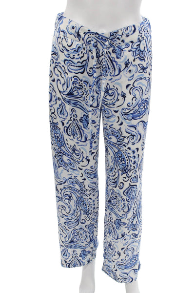 Talbots Womens White Paisley Pull On Polyester Pants Size XS