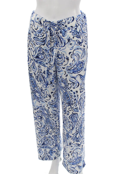 Talbots Womens White Paisley Pull On Polyester Pants Size XS