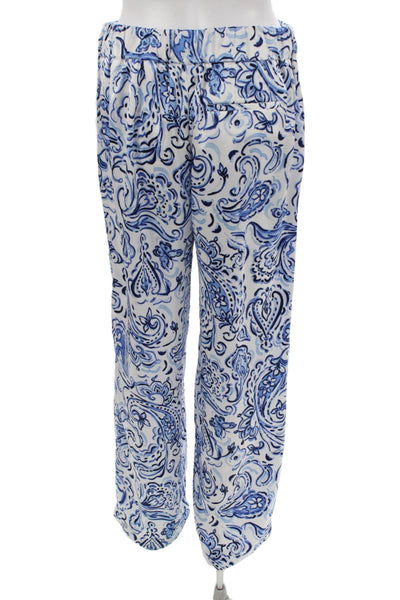 Talbots Womens White Paisley Pull On Polyester Pants Size XS
