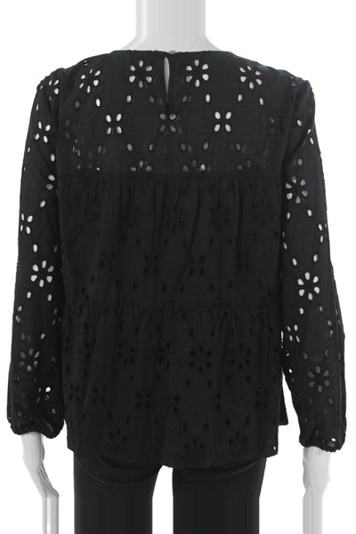 J Crew Women Floral Cotton Round Neck Long Sleeve Button Blouse Size S