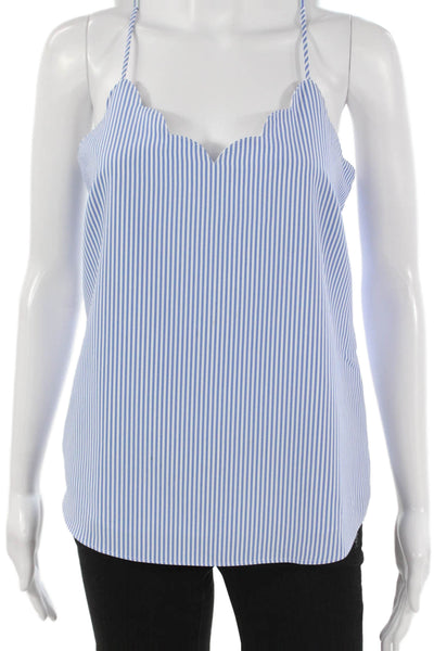 J Crew Women Blue Striped V Neck Polyester Camisole Size 2
