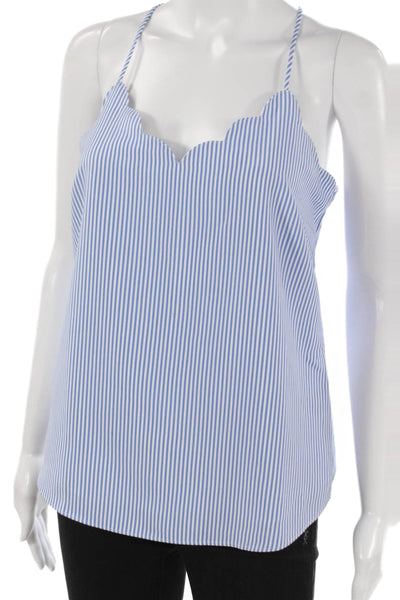 J Crew Women Blue Striped V Neck Polyester Camisole Size 2