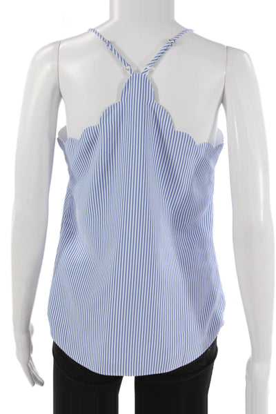 J Crew Women Blue Striped V Neck Polyester Camisole Size 2