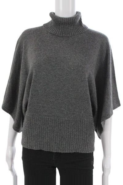 Acrobat Women Silk Turtleneck Pullover Sweater Gray 3/4 Sleeve Size S
