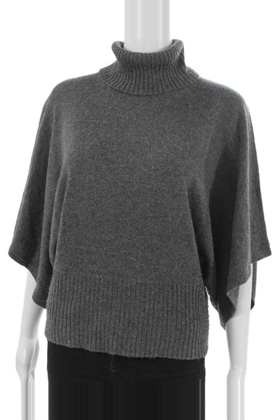 Acrobat Women Silk Turtleneck Pullover Sweater Gray 3/4 Sleeve Size S