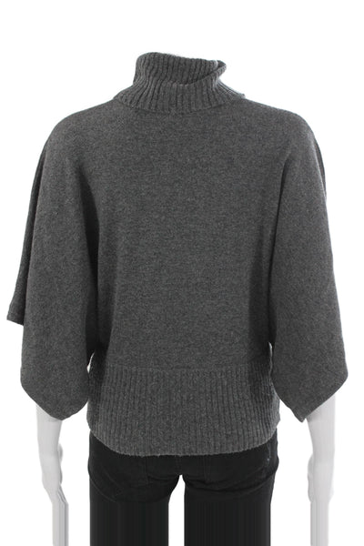 Acrobat Women Silk Turtleneck Pullover Sweater Gray 3/4 Sleeve Size S