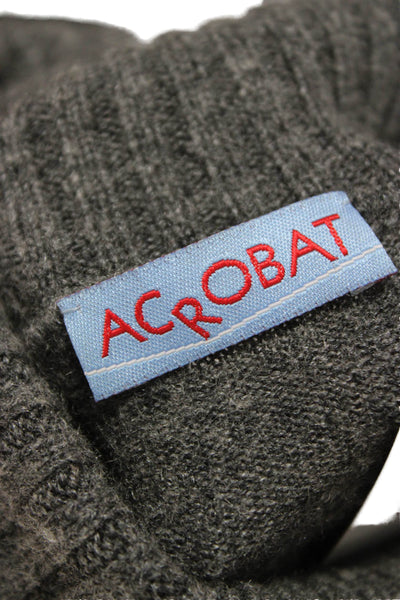 Acrobat Women Silk Turtleneck Pullover Sweater Gray 3/4 Sleeve Size S