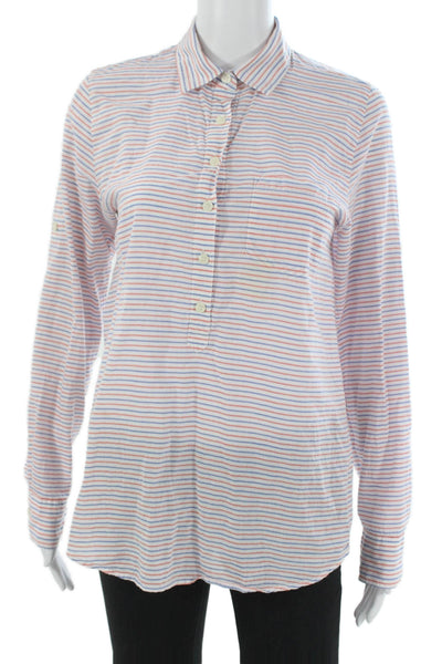 J Crew Women Multicolor Striped Collared Tunic Button-Up Long Sleeve Size S