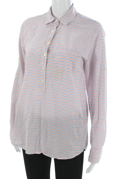 J Crew Women Multicolor Striped Collared Tunic Button-Up Long Sleeve Size S