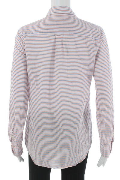 J Crew Women Multicolor Striped Collared Tunic Button-Up Long Sleeve Size S