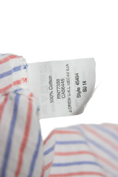 J Crew Women Multicolor Striped Collared Tunic Button-Up Long Sleeve Size S