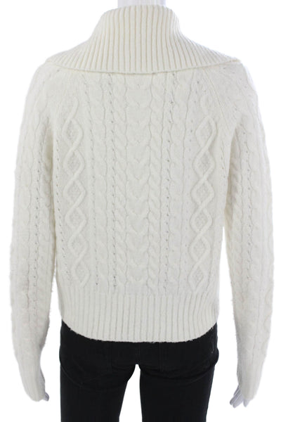 J Crew Women Cardigan White Collared Long Sleeve Acrylic Size S