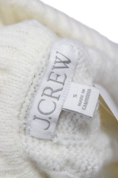 J Crew Women Cardigan White Collared Long Sleeve Acrylic Size S