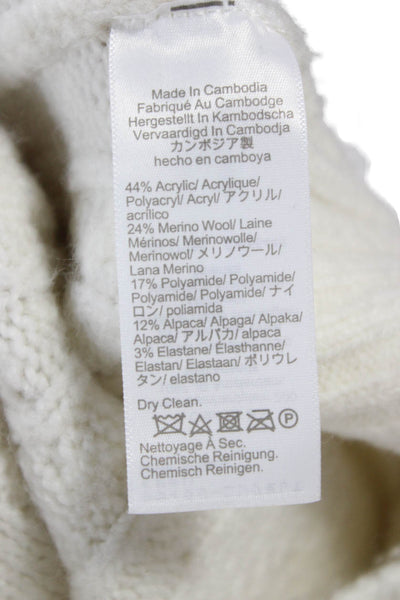 J Crew Women Cardigan White Collared Long Sleeve Acrylic Size S