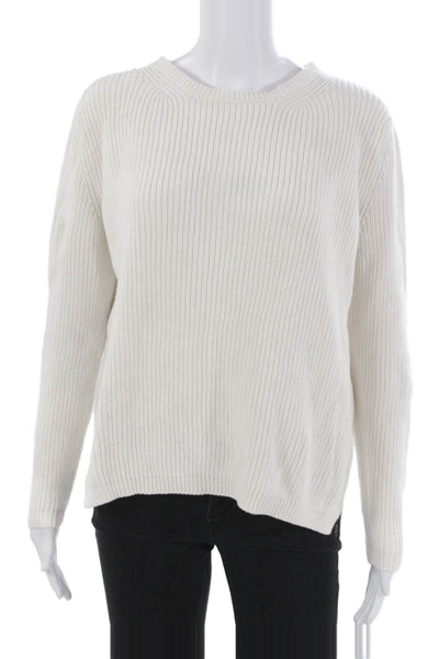 525 Womens Pullover Sweater White Cotton Crew Neck Long Sleeve Size S