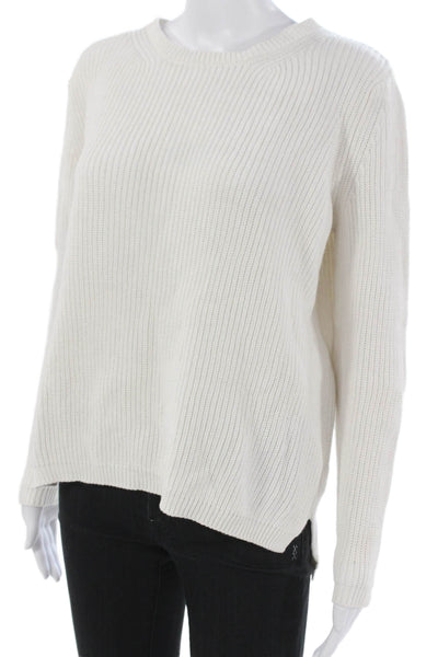 525 Womens Pullover Sweater White Cotton Crew Neck Long Sleeve Size S