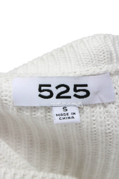 525 Womens Pullover Sweater White Cotton Crew Neck Long Sleeve Size S