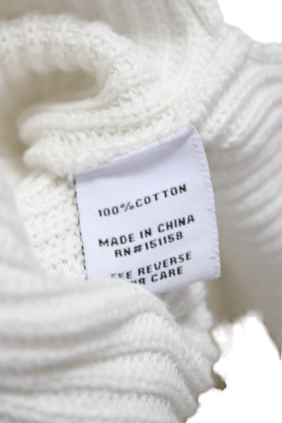 525 Womens Pullover Sweater White Cotton Crew Neck Long Sleeve Size S