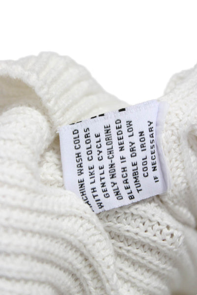 525 Womens Pullover Sweater White Cotton Crew Neck Long Sleeve Size S