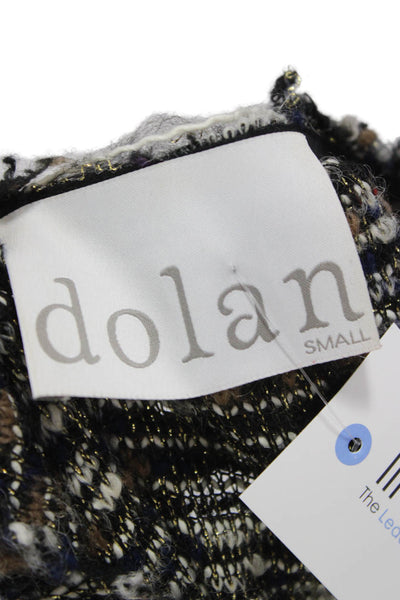 Dolan Women Black Striped Coatigan Zip Polyester Long Sleeve Size S