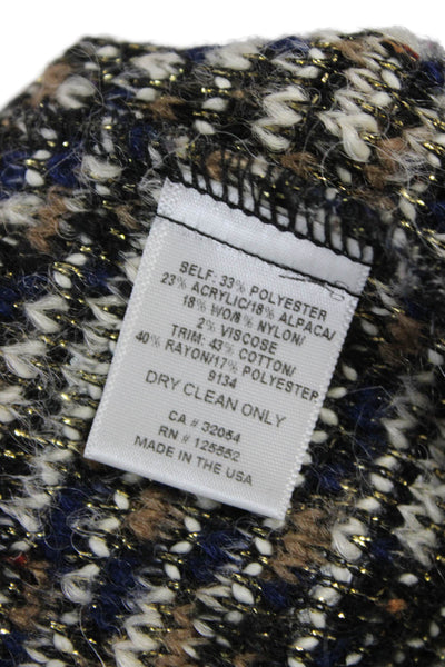 Dolan Women Black Striped Coatigan Zip Polyester Long Sleeve Size S