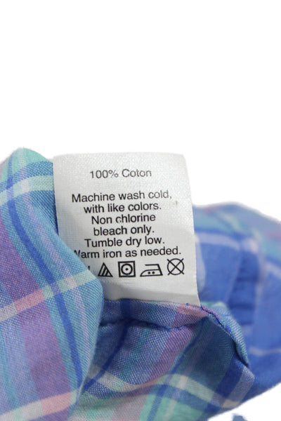 J Crew Womens Basic Plaid Collared Button Up Long Sleeve Cotton Blue Size S