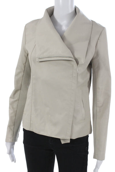 BB Dakota Womens Biker Jacket Beige Polyurethane Zip Long Sleeve Size S