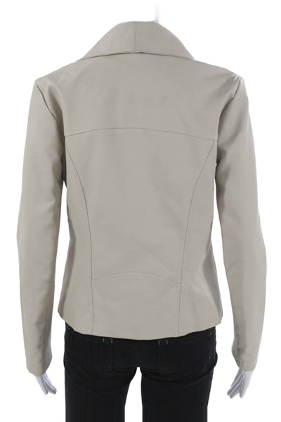 BB Dakota Womens Biker Jacket Beige Polyurethane Zip Long Sleeve Size S