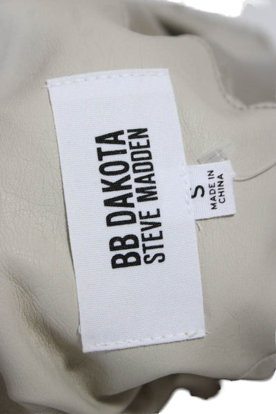 BB Dakota Womens Biker Jacket Beige Polyurethane Zip Long Sleeve Size S