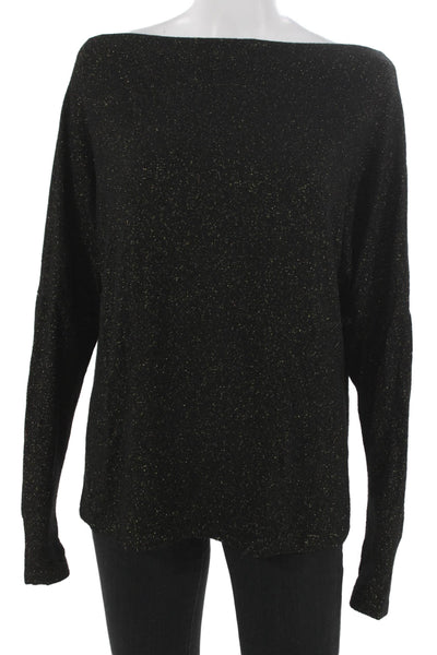 Elan Womens Black Modal Boat Neck Pullover Sweater Long Sleeve Size M