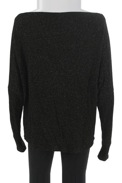 Elan Womens Black Modal Boat Neck Pullover Sweater Long Sleeve Size M